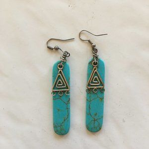 Native American made turquoise and silver earrings